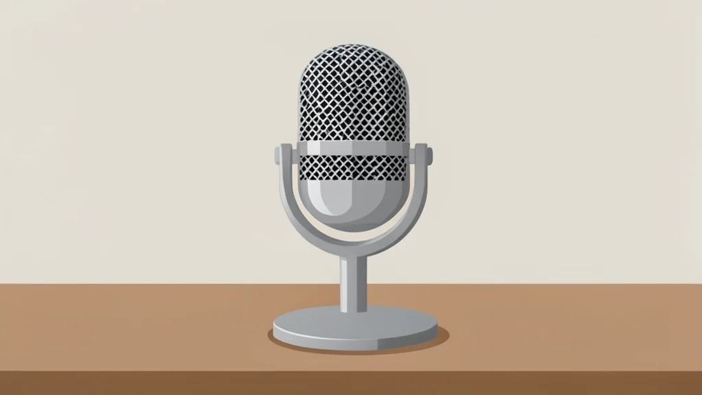 A vintage radio microphone on a wooden desk