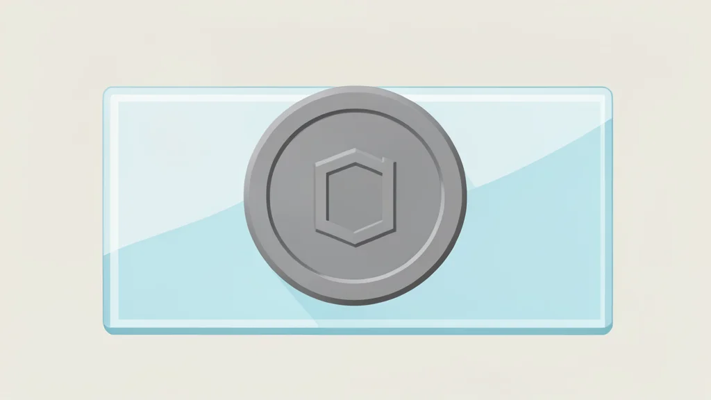 A digital coin resting on a glass surface