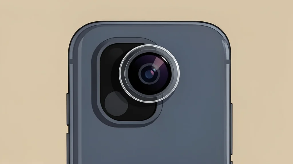 A small, clip-on lens attachment resting on top of a smartphone camera