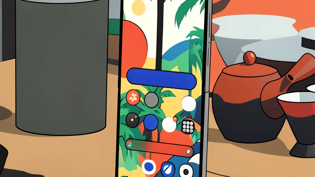 A compact, rectangular smartphone with a visible horizontal hinge line in the center of the screen, resting on a smooth surface.