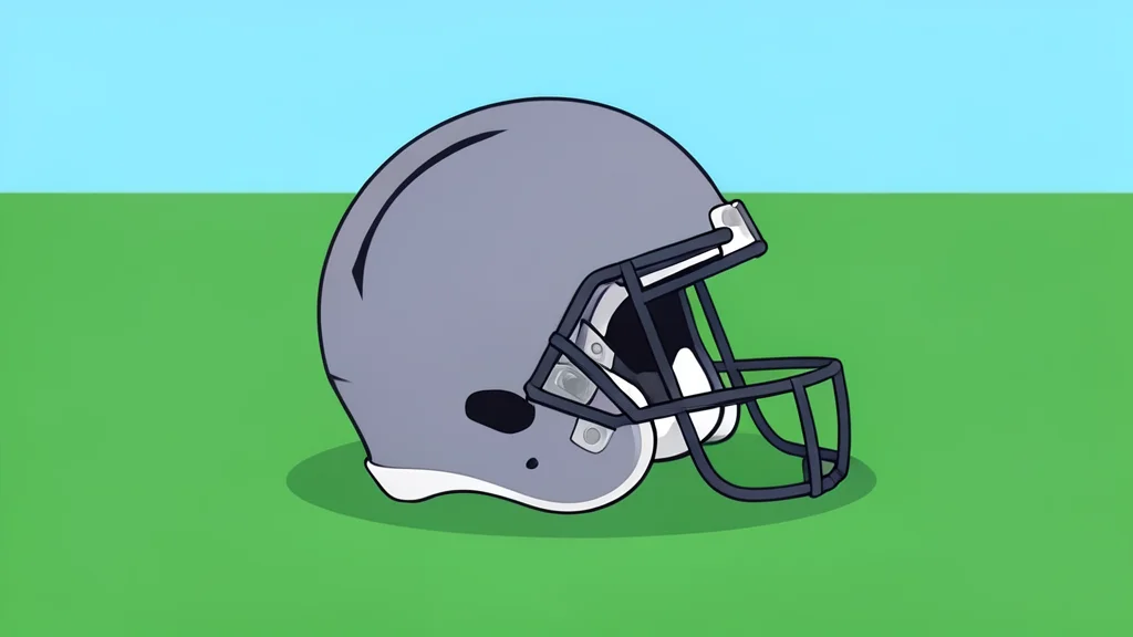 A football helmet resting on a green grass field