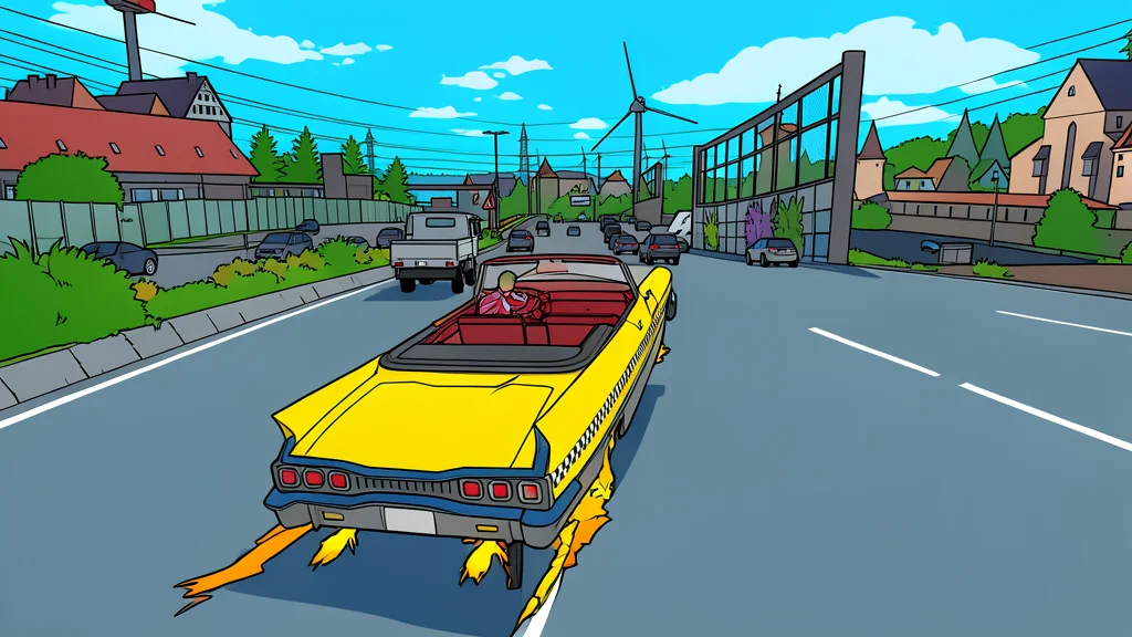 A yellow taxi cab driving on a city street