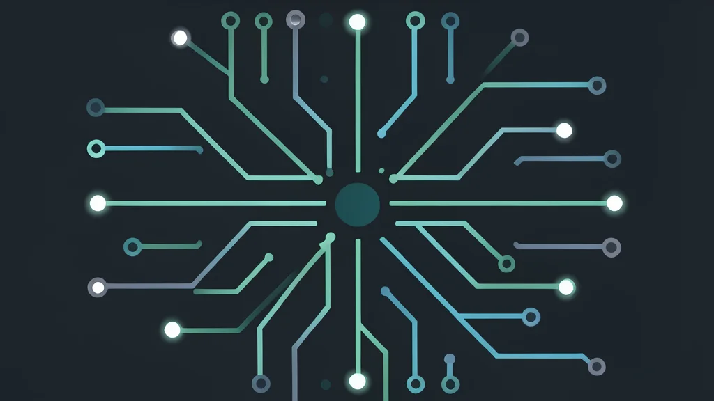 A glowing digital circuit board pattern with abstract nodes.