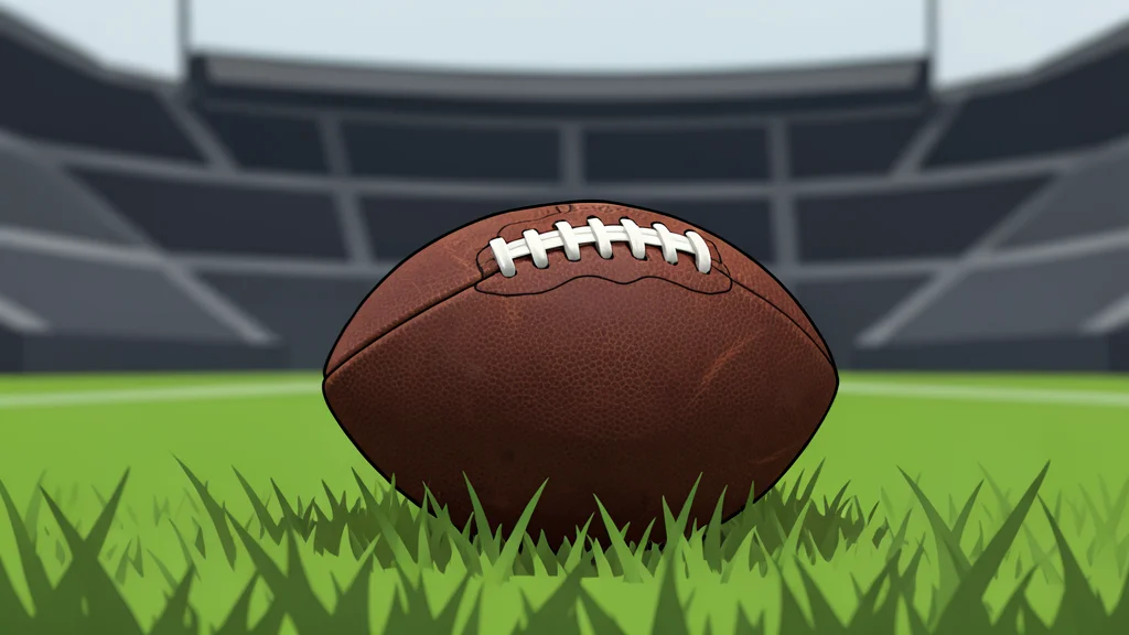 A vast, empty football stadium with green grass and white yard lines under a cloudy sky.
