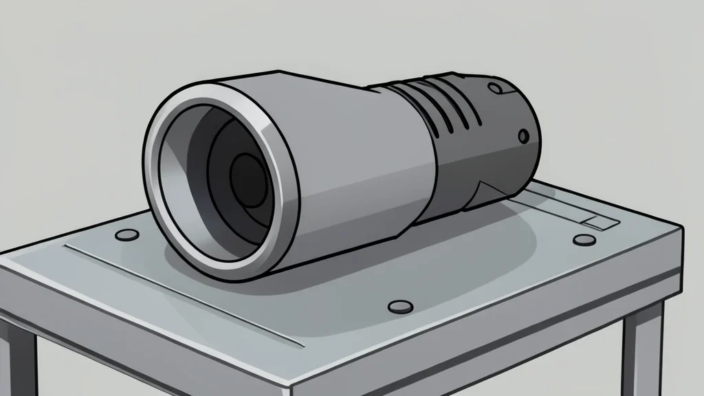 A fighter jet engine component resting on a metal workbench