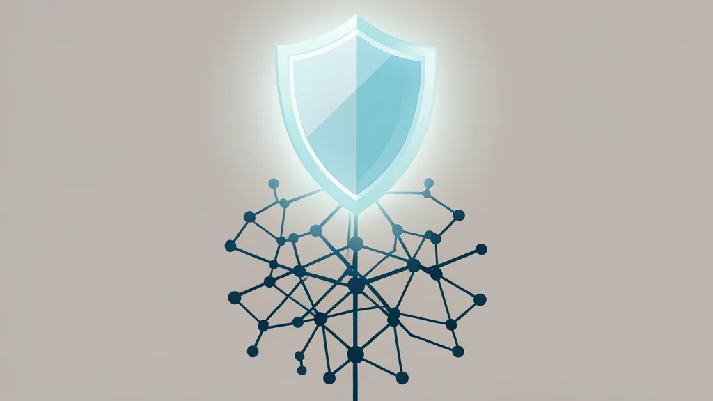 A digital safety shield hovering over a complex neural network structure