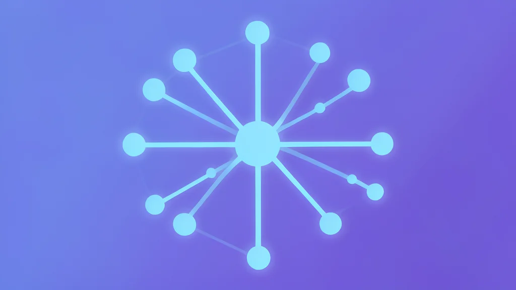 A glowing neural network structure composed of interconnected nodes and lines