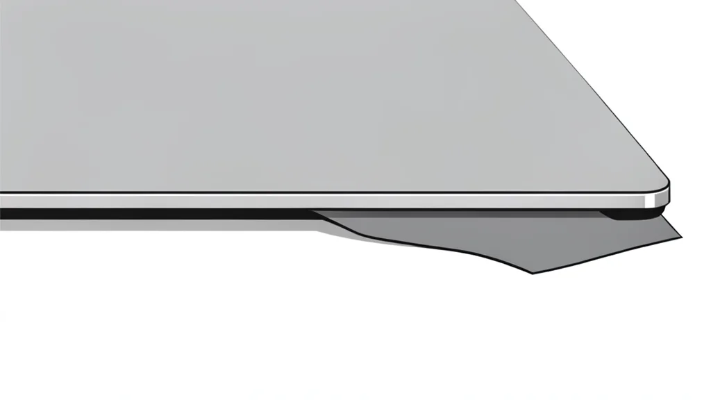 A close-up vector illustration of a laptop keyboard deck with a slightly raised glass panel area, highlighting the pressure point.