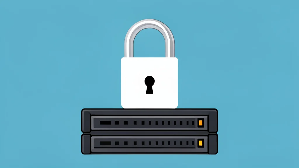 A digital padlock resting on a stack of server racks