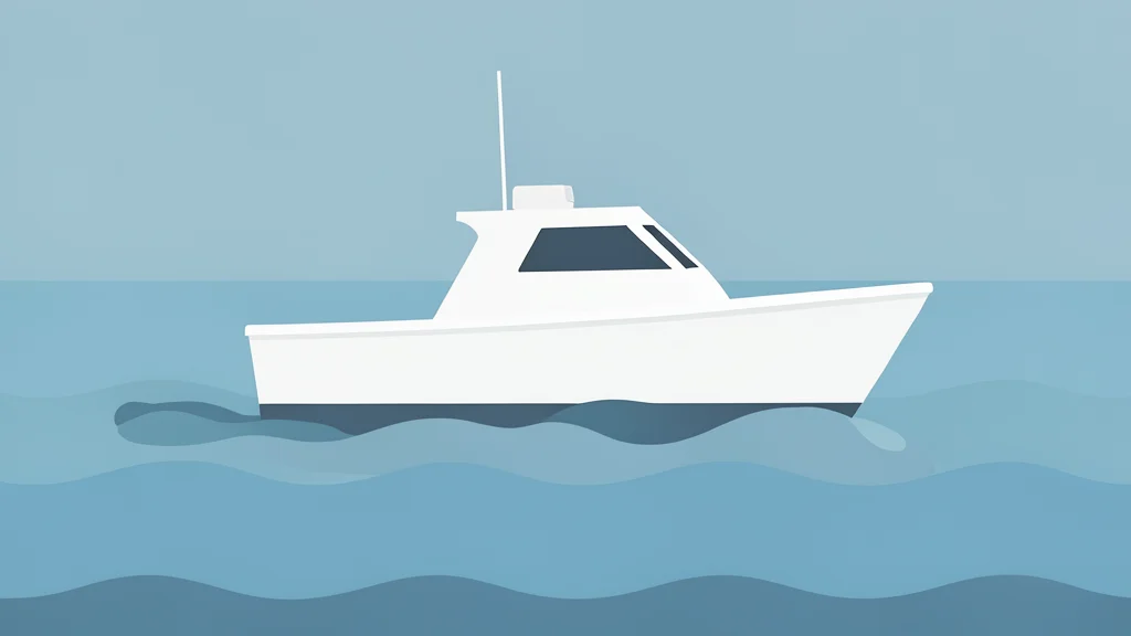 A calm stretch of blue ocean water with a white patrol boat moving through the waves