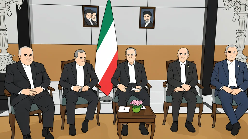 A large, round conference table with empty chairs arranged in a circle, symbolizing multilateral negotiation.