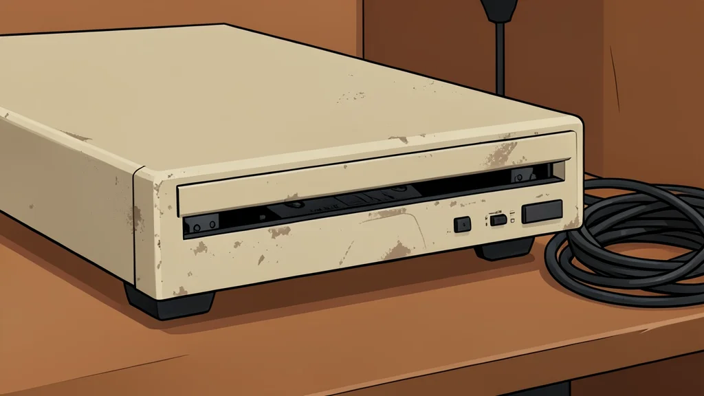 A retro gaming console with a hard drive bay and a television antenna