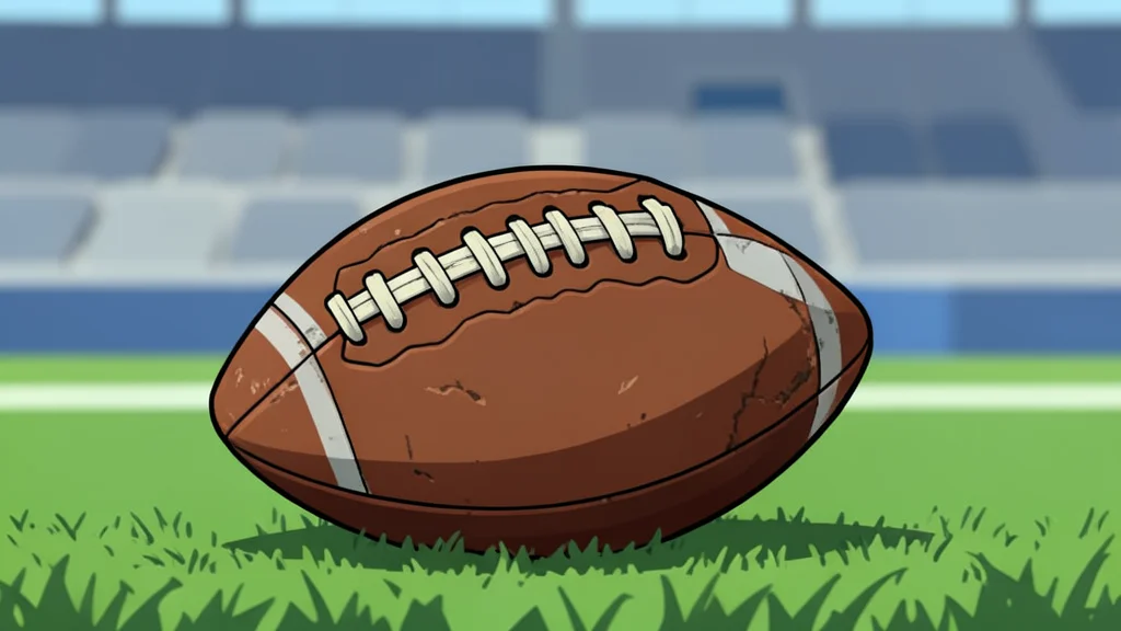 A football helmet resting on a green grass field