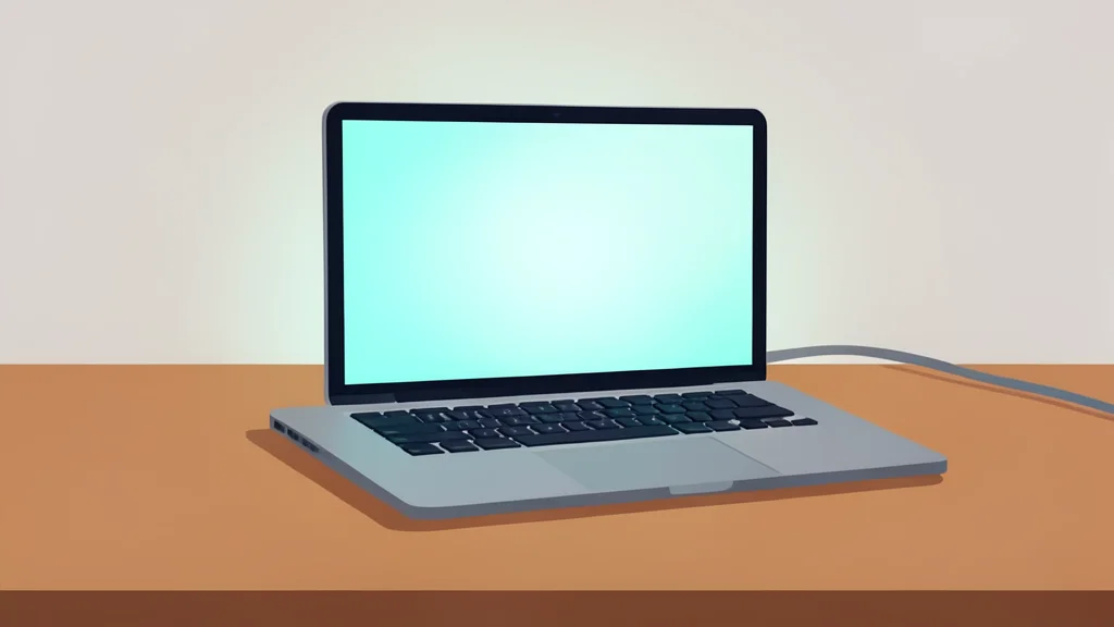 A sleek, thin laptop with a glowing screen resting on a wooden desk