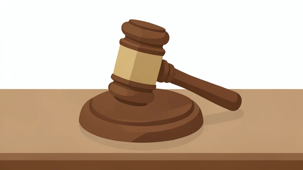A wooden gavel resting on a polished desk surface