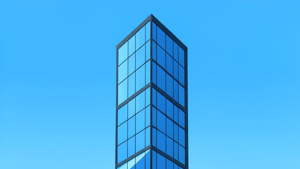 A modern glass skyscraper reflecting a clear blue sky
