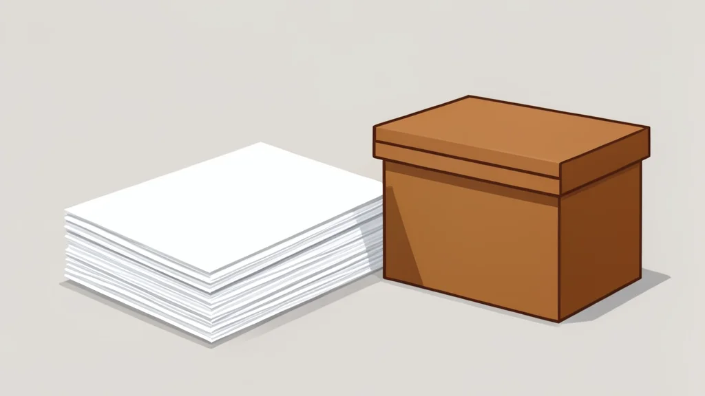 A stack of blank paper ballots and a wooden ballot box