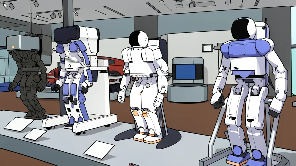 A humanoid robot standing on a city street pavement