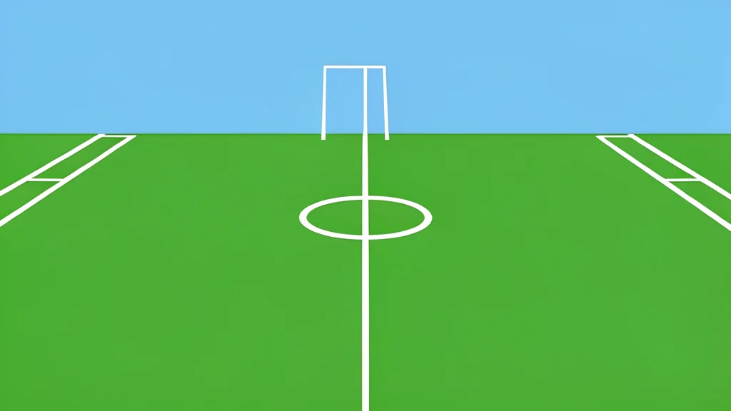 A green grass football field with white yard lines and goalposts in the distance