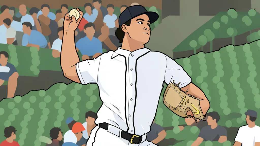 A flat-vector illustration of a baseball diamond featuring a pitcher's mound and bases.