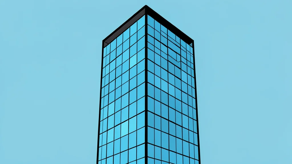 A modern glass skyscraper with a grid-like facade reflecting the sky