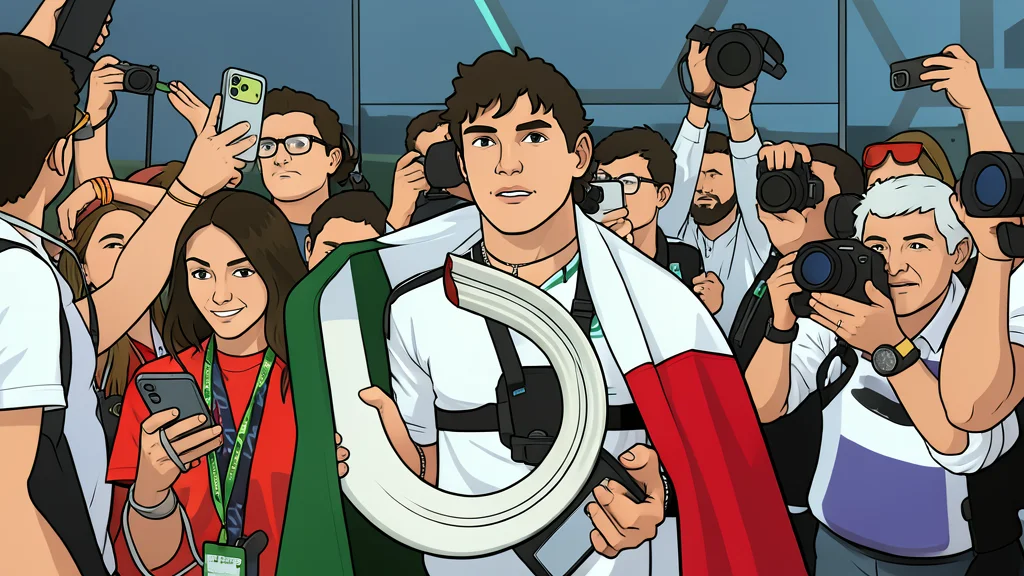 A winding asphalt race track with red and white curbs