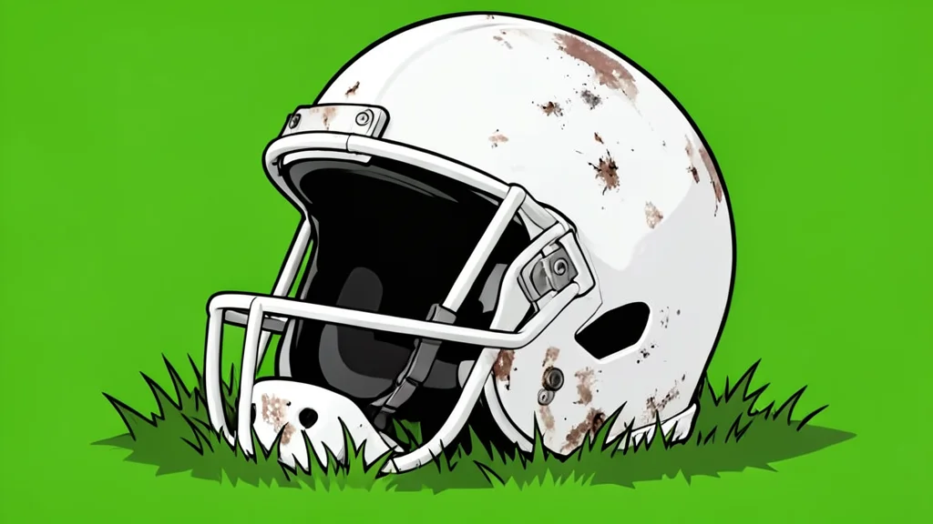 A vast, open-air stadium with vibrant green grass and crisp white yard lines stretching toward a clear, bright sky.