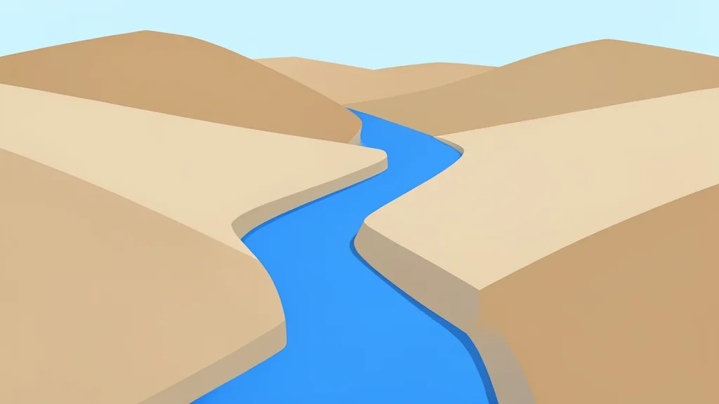 A narrow, winding waterway cutting through arid desert terrain