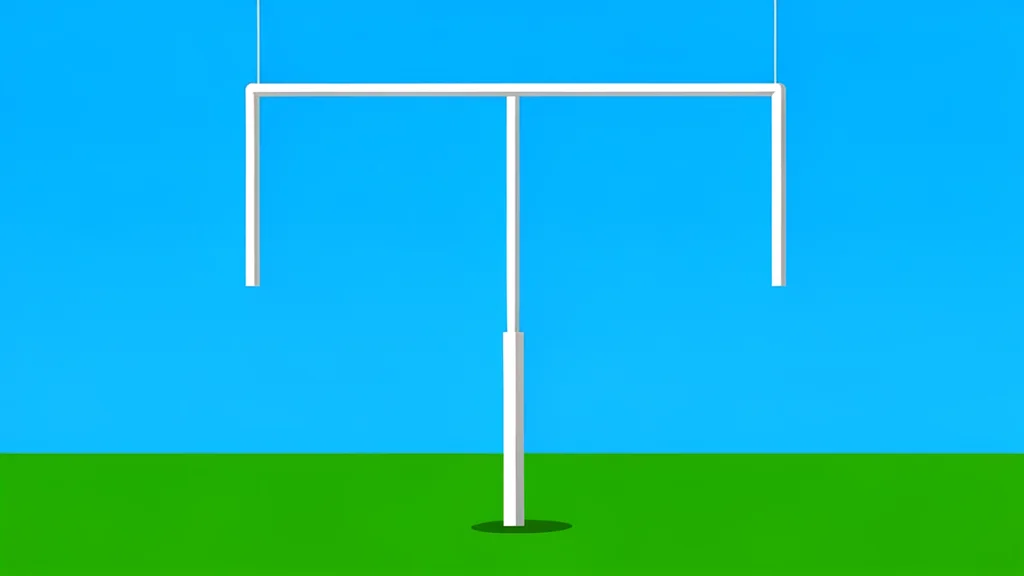 A grassy football field with white yard lines stretching into the distance under a clear sky