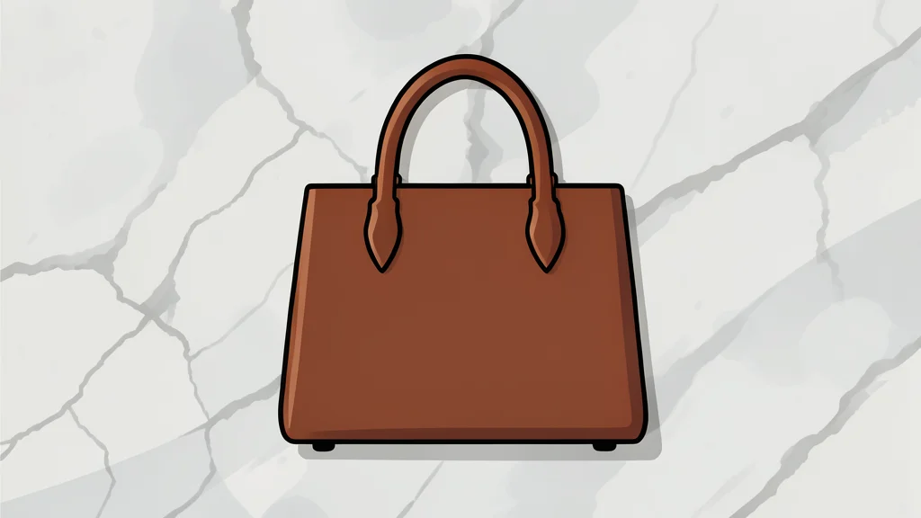 A polished leather handbag resting on a marble surface