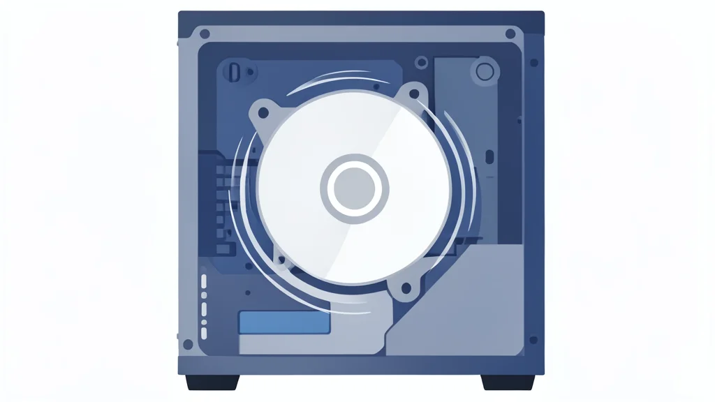 A hard drive platter spinning inside a computer case