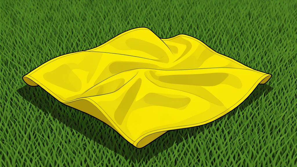 A worn brown leather football resting on green artificial turf