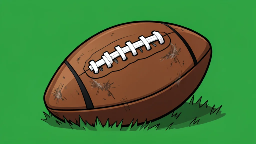 A vast green football field stretching toward the horizon with white yard lines and distant goalposts.