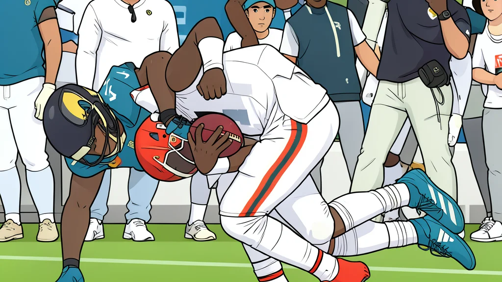 A football helmet resting on green grass