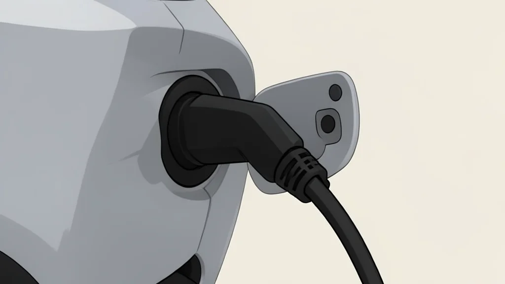 A sleek electric vehicle charging cable plugged into a port on the side of a car
