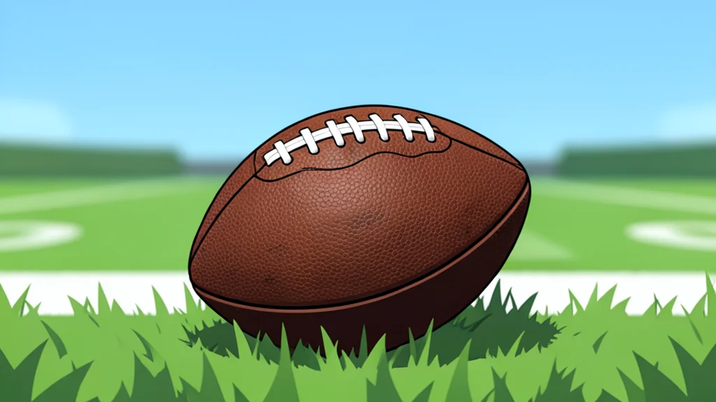 A grassy football field with white yard lines stretching into the distance under a clear sky