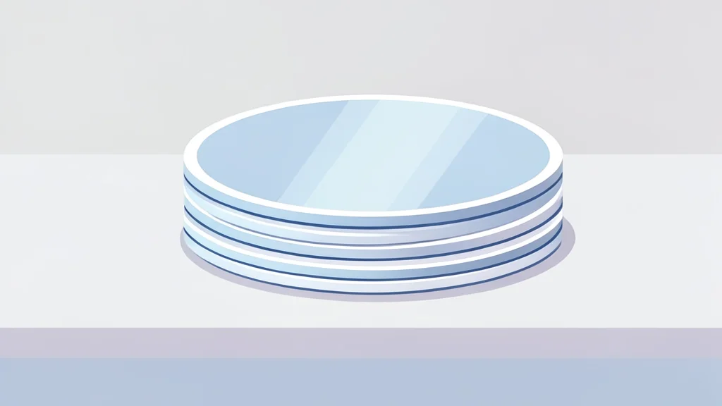 A stack of polished silicon wafers resting on a clean laboratory bench