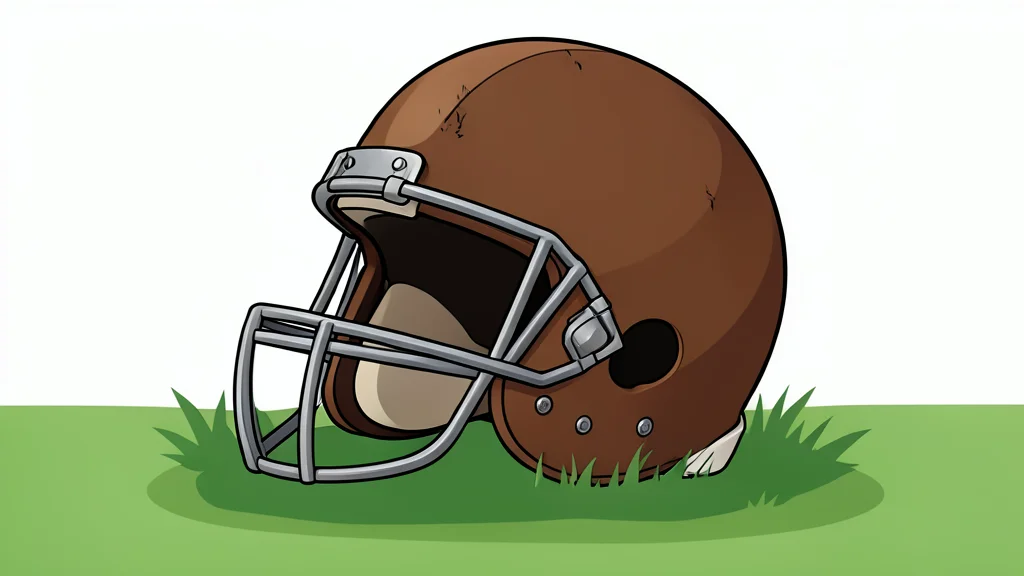 A football helmet resting on green grass