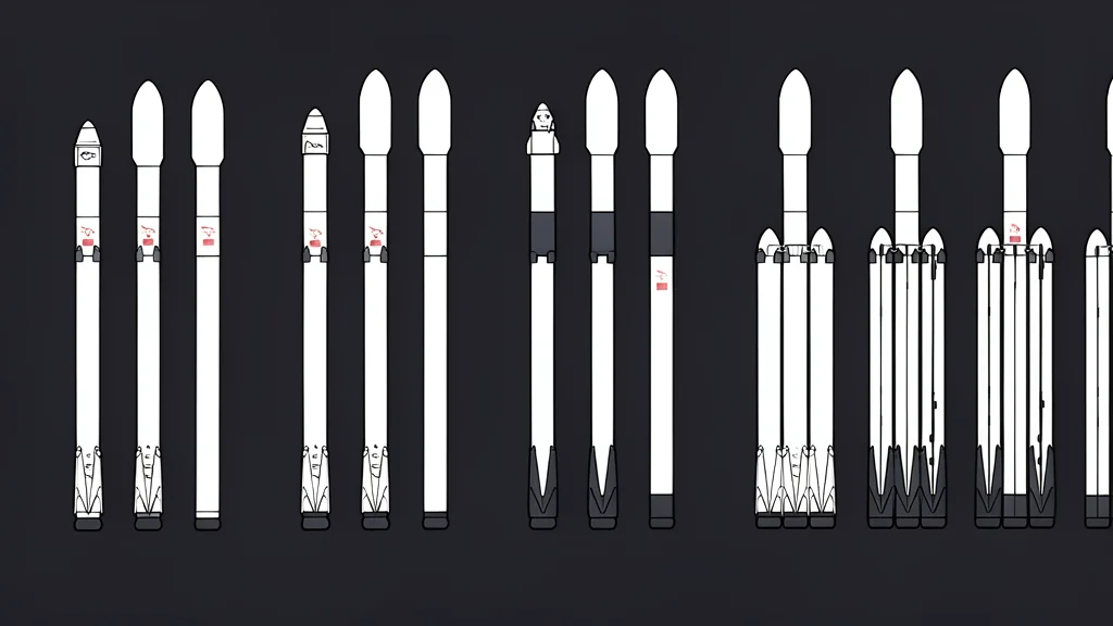 A white rocket standing vertically on a concrete launch pad against a clear blue sky