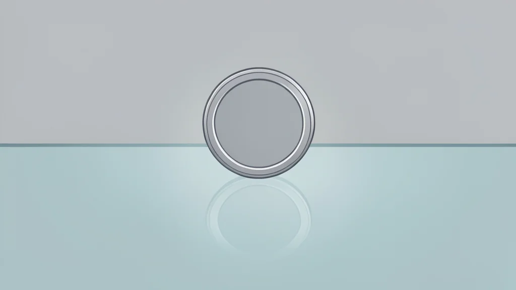 A digital coin resting on a reflective glass surface