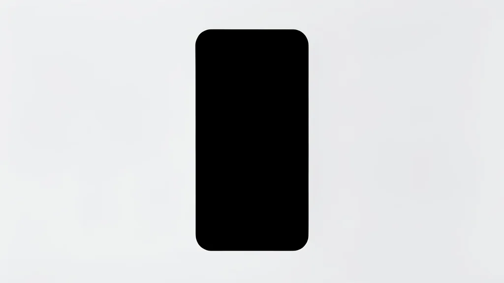 A sleek, rectangular smartphone with a completely black front surface and no visible bezels, resting on a matte white surface.