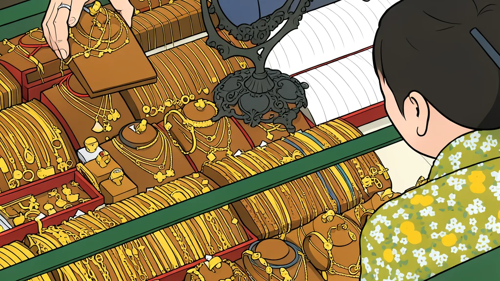A stack of shiny, round gold coins resting on a dark wooden surface