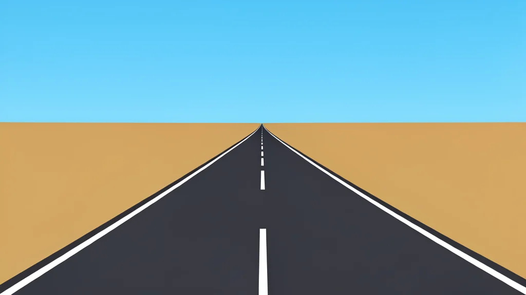 A long, straight highway stretching through a vast, treeless northern landscape under a clear sky