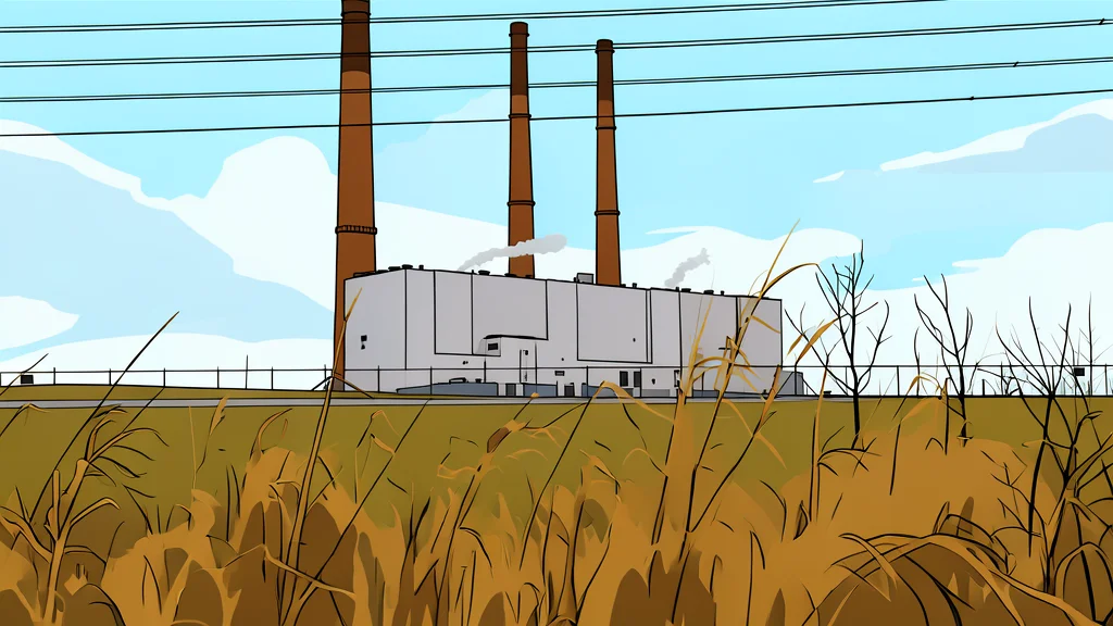 A large industrial smokestack releasing white steam against a clear sky