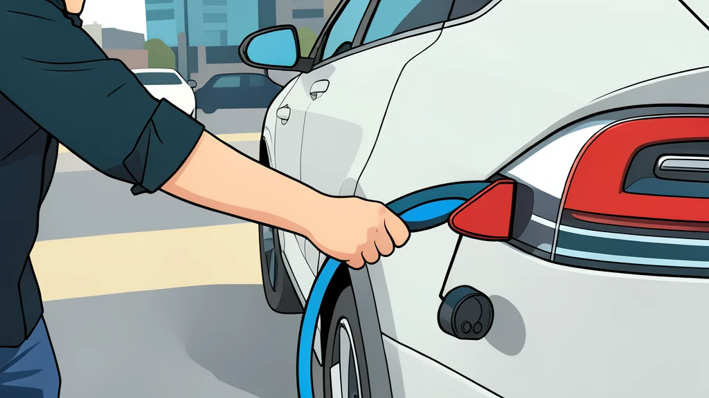 A white electric vehicle plugged into a wall-mounted charging unit in a residential garage