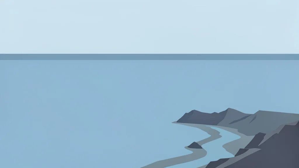A wide, calm stretch of water with a narrow channel leading through rocky headlands