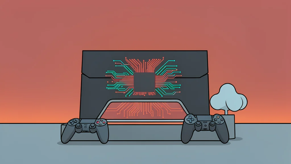 A sleek matte black rectangular gaming console on a wooden surface next to a controller