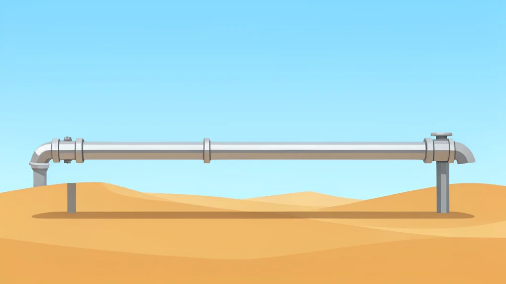 A long pipeline stretching across a desert landscape