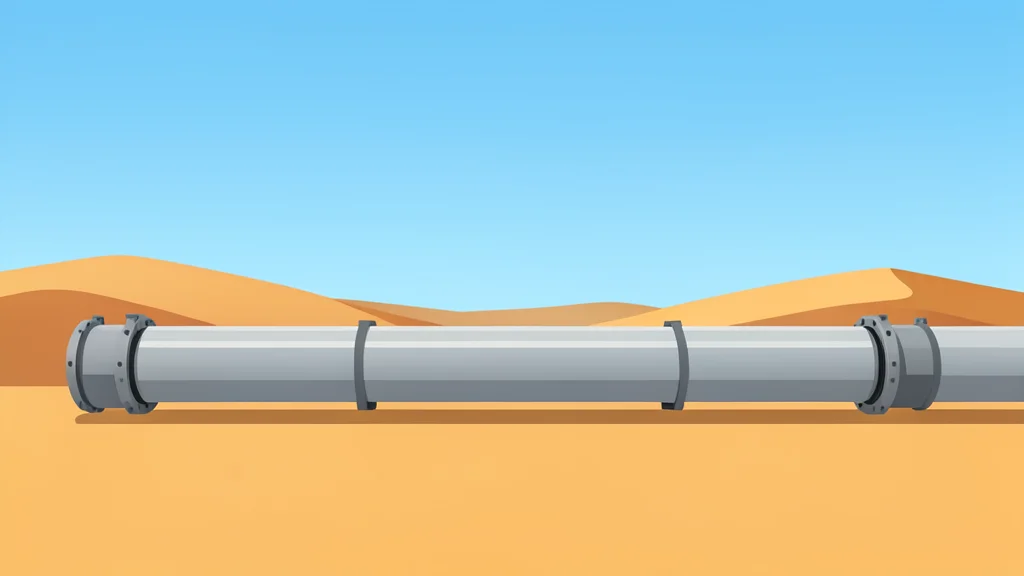 A large industrial pipeline running through a desert landscape