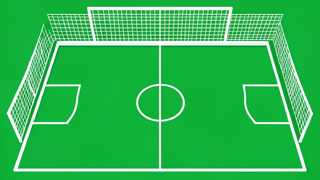 A green grass football pitch with white boundary lines and a goal net in the background.